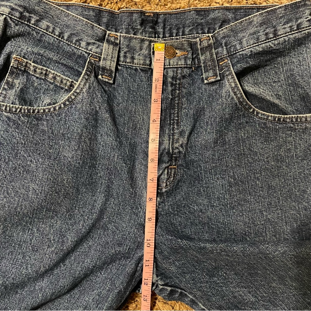 Wrangler Mens 33 Denim Carpenter Jorts Bermuda Shorts Baggy High Rise Blokette - Picture 8 of 10